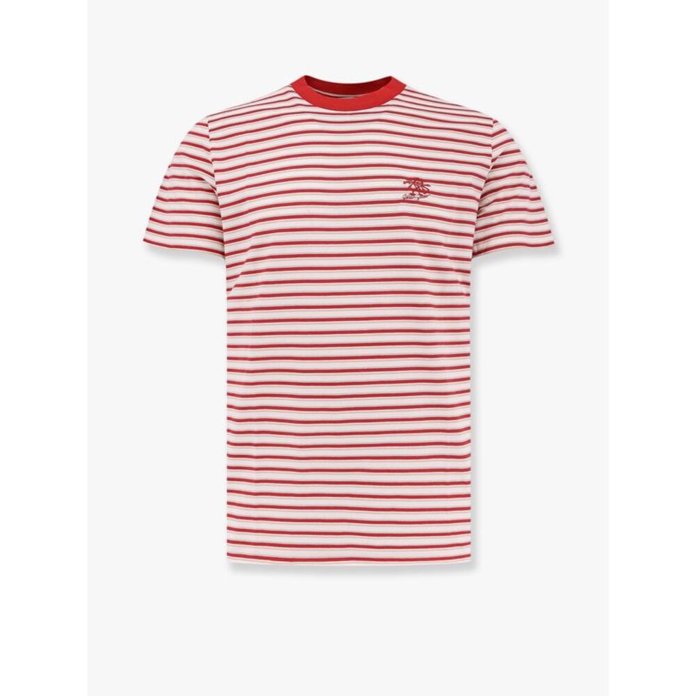 Golden Goose Deluxe Brand Men Striped Cotton T-Shirt With Logo